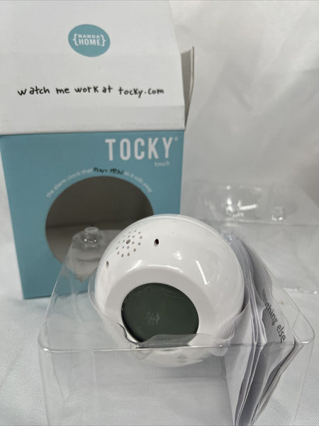 Tocky Touch Alarm Clock WHITE  MP3 Rolls Away  Battery You Snooze You Loose Gag
