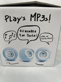 Tocky Touch Alarm Clock WHITE  MP3 Rolls Away  Battery You Snooze You Loose Gag
