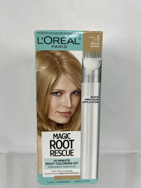 L'Oreal 8 Medium Blonde Root Rescue Hair Color Cover Gray Permanent