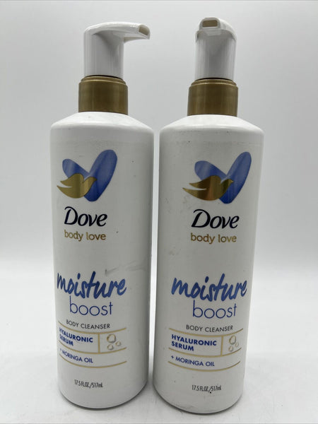 (2) Dove Body Love Body Cleanser Moisture Boost Hyaluronic Serum   17.5 fl oz