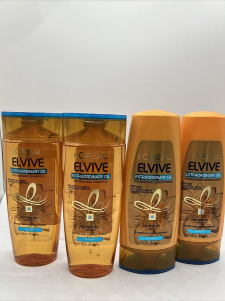 (4) L'oreal Paris Elvive Extraordinary Oil Shampoo & Conditioner 12.6 oz