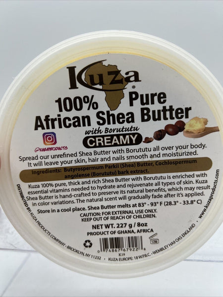 Kuza 100% Pure African Shea Butter W/ Borututu Creamy Hair Nails Body 8oz