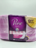 Poise Incontinence Pads Maximum Absorbency Regular Length Contour Fit 48 Count