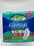 Always Ultra Thin Pads Flexi Wings Sz 2 Long Super Mega Pack Moderate  58 Each