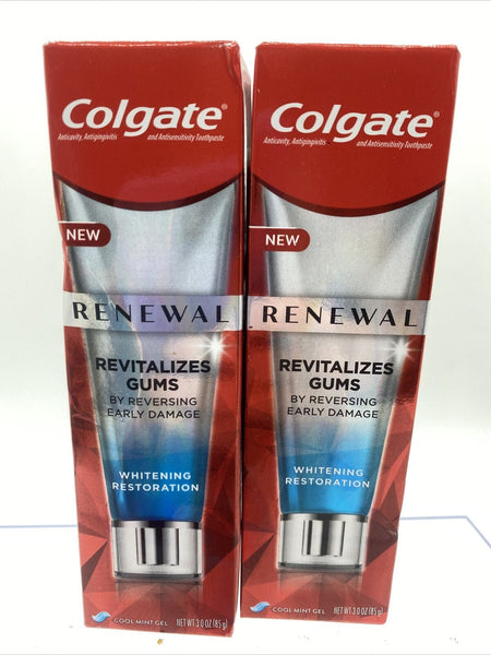 (2) Colgate Gum Renewal Toothpaste Whitening Restoration Cool Mint 3oz 11/22