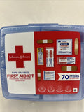 JOHNSON & JOHNSON Portable First Aid Kit for Minor Wound Care 70pc Combine Ship!