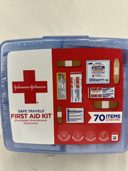 JOHNSON & JOHNSON Portable First Aid Kit for Minor Wound Care 70pc Combine Ship!