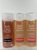 (3) Neutrogena Body Clear Scrub & Pink Grapefruit Wash Cleanser Exfoliate 8.5oz