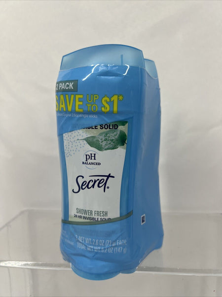 2pack Secret pH Balanced Clean SHower Fresh Invisible Solid Antiperspirant 2.6oz