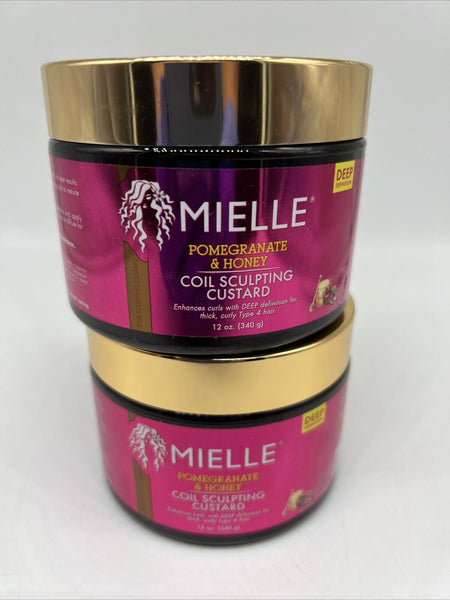 (2) Mielle Pomegranate & Honey Coil Sculpting Custard Curly Hair 12oz
