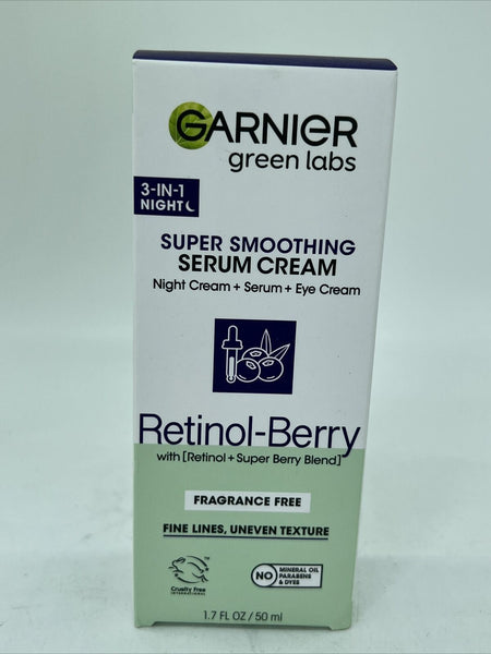 Garnier Green Labs 3-in-1 Night Super Smoothing Serum Creme Retinol-Berry 1.7oz