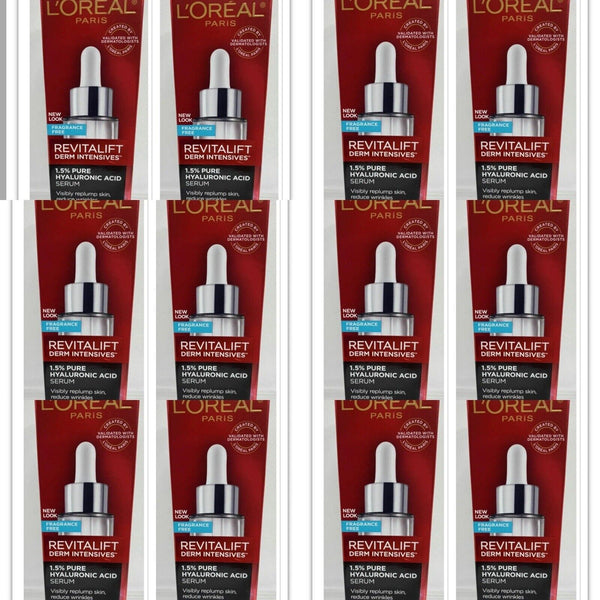 (12) LOreal Revitalift Derm Intensives Hyaluronic Acid Facial Serum FragFree 1.5