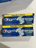 (2) Value Pack Crest Plus Deep Clean, Toothpaste, Effervescent Mint 4x 5.4 Ounce