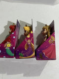 (3) Disney Princess Aurora Rapunzel Ariel ￼Mini Glitter Pink 3" Posable Doll