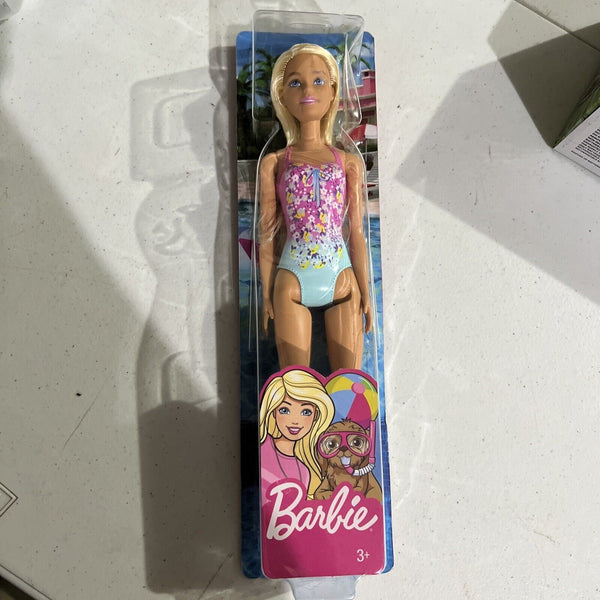 Barbie Doll Beach Water Swimsuit Pink Blue Floral Blonde New in Package