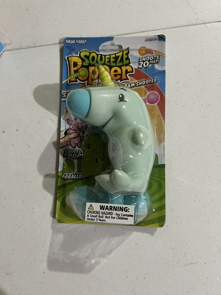 Narwhal Whale Popper Soft Foam Shooter Shoots 20ft Dart Gun Pop Ball Squeeze