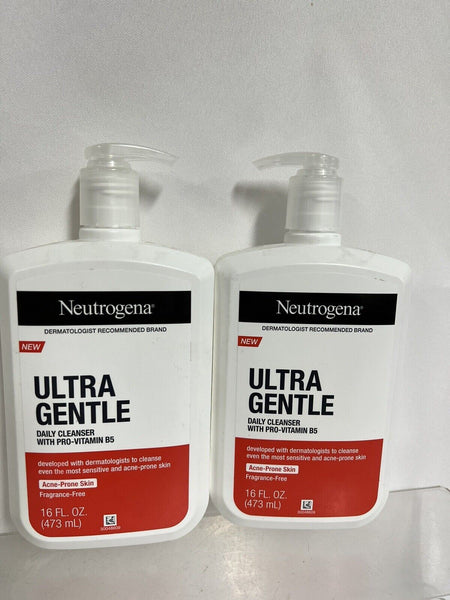 (2) Neutrogena Ultra Gentle Daily Cleanser Pro Vitamin B5 16 FL OZ