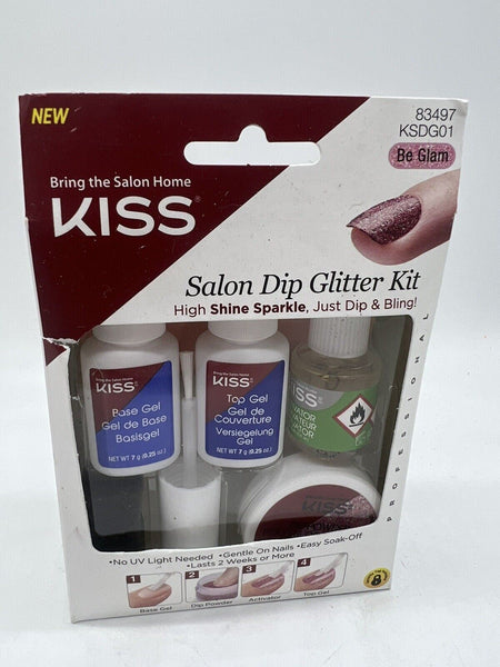 Kiss Salon Dip Professional Glitter Nail Kit #83497 KSDG01 BE GLAM - pink