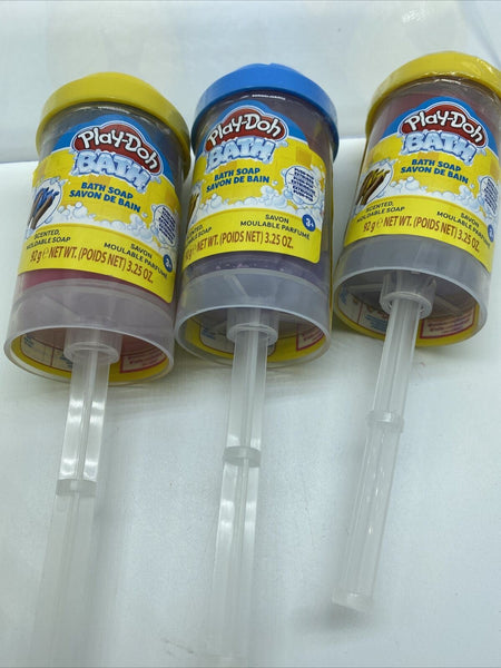 (3) Play-Doh Bath Soap Set Scented Moldable Soap 3 Colors Push Pop 3.25oz￼