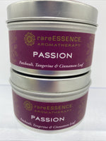 (2) Rare Essence Essential Oil Spa Candle Tin Passion Patchouli Tangerine 3.8oz