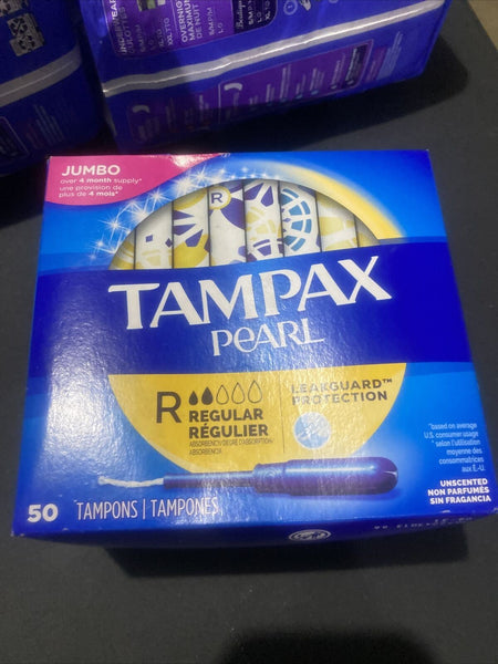 Tampax Pearl Tampons Regular Absorbency Unscented Tampons 50 Ct Jumbo