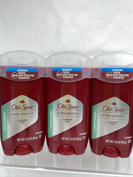 (3) Old Spice Ultra Smooth Fresh￼ Start Solid Deodorant 2.6 oz Aluminum Free