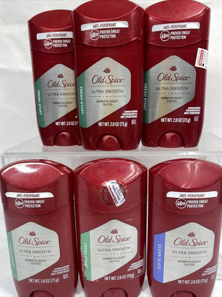 (6) Old Spice Fresh Start Clean slate￼ Ultra Smooth Anti Perspirant Solid 2.6 oz