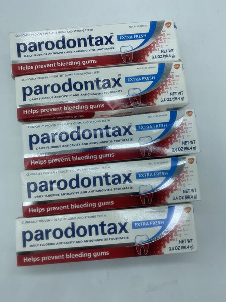 (5) PARODONTAX Extra Fresh Toothpaste Anticavity Bleeding Gum Antigingivitis 3.4