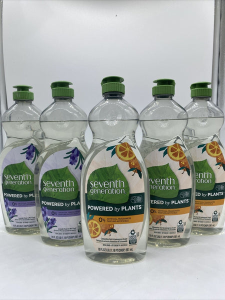 (5) Seventh generation Clementine & lemongrass Lavander scented dish soap 19oz