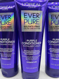 (4) L'Oreal Hair Care EverPure Sulfate-Free Brass Toning Purple Conditioner 6.8o