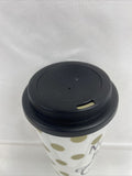 no talkie before coffee togo travel tumbler black gold cup mug polka dot