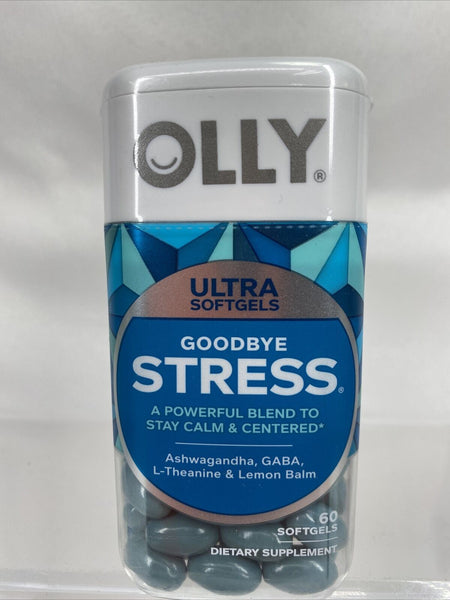 Olly Goodbye Stress GABA Ashwagandha  Lemon Balm ￼60 Ultra Softgels 8/25