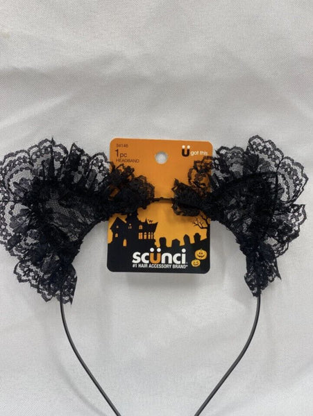 Scunci ￼ Halloween Lace Cat Ear Headband￼ Black Buy More Save & COMBINE SHIP￼￼