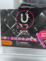 U By Kotex Click Compact Tampons-Super Plus Absorbency-Unscented-32ct Box dmg