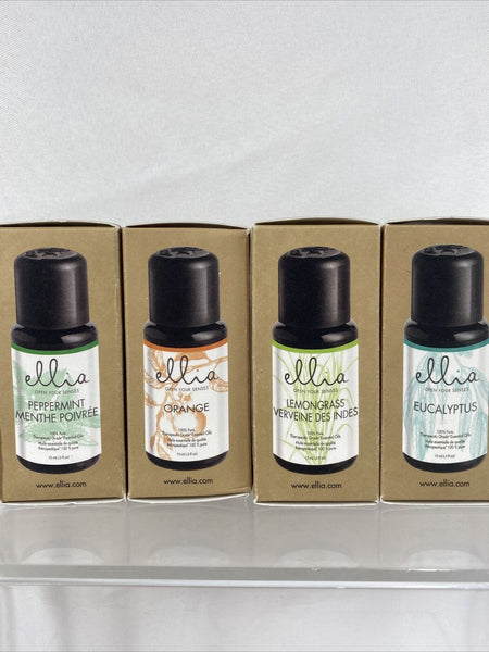 (4) Ellia Essential Oil Gift Set Peppermint￼ Orange LemonGrass￼ Eucalyptus ￼15ml