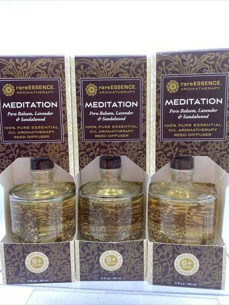 (3) Rare Essence Meditatio￼n Essential Oil FULL SZ Reed Diffuser Lavender ￼3oz