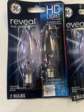 (2) GE  Reveal Decorative HD Light 2 Bulb’s PC:48714 60w Clear Finish