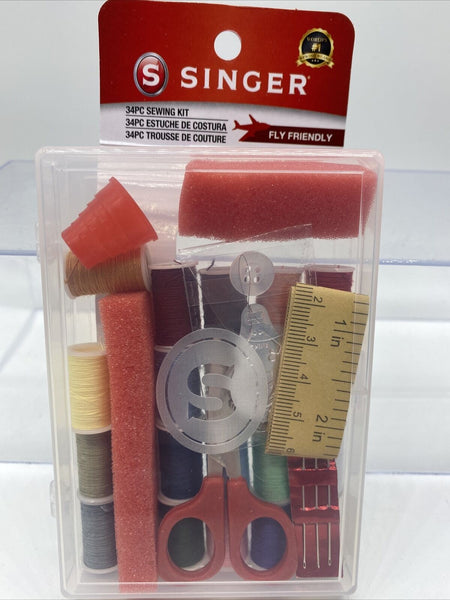 SINGER 00279 34pc Sewing Kit Travel Box Thread Scissors Needle Tape Measure￼￼