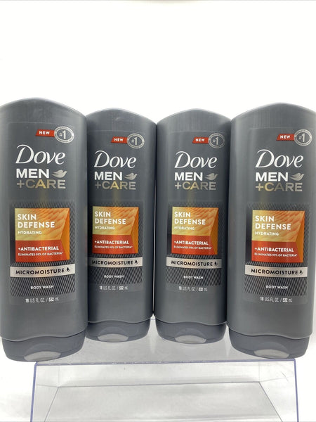 (4) DOVE MEN + CARE Body Wash Micromoisture Smooth Hydrated SkinDefense 18oz