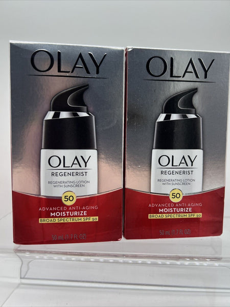 (2) Olay Regenerist Advanced Anti-Aging Moisturize SPF 50 Sunscreen 1.7oz 5/23+