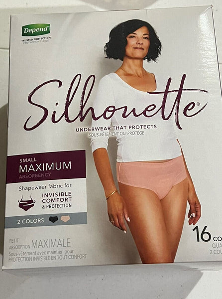 Small Depends Silhouette Incontinence Underwear Women Maximum 16ct COMBINE SHIP!