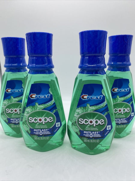 (4) Crest Plus Scope Outlast Mouthwash Rinse Mint 16.90 oz