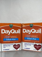 (2) Vicks DayQuil HBP Cold & Flu 24 LiquiCaps Cough Decongestant Free 12/22