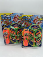 (2) Blue Sky Spin Prop Toy Flying Disc Shoot Propeller Saucer Toy Wind Up￼￼