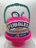 PINK Fubbles No Spill Bubble BUCKET Party Favor TOY 3 Wands Tip Upside Down!