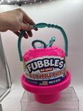 PINK Fubbles No Spill Bubble BUCKET Party Favor TOY 3 Wands Tip Upside Down!