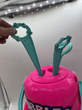 PINK Fubbles No Spill Bubble BUCKET Party Favor TOY 3 Wands Tip Upside Down!
