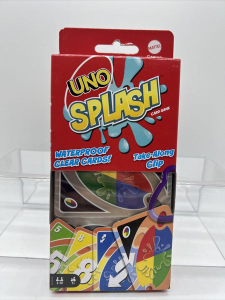 UNO Splash Card Game With Water-Resistant Plastic Cards & Clip - Beach- Pool