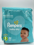 Pampers Baby Dry Diapers #3 16-28 Lb 32 Diapers BUY MORE SAVE & COMBINE SHIPPING