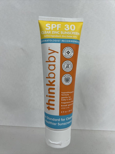Thinkbaby Clear Zinc Sunscreen Broad Spectrum SPF 30 3 oz 3/24 COMBINE SHIP